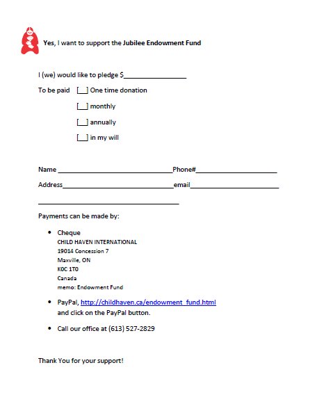 Endowment Fund pledge form